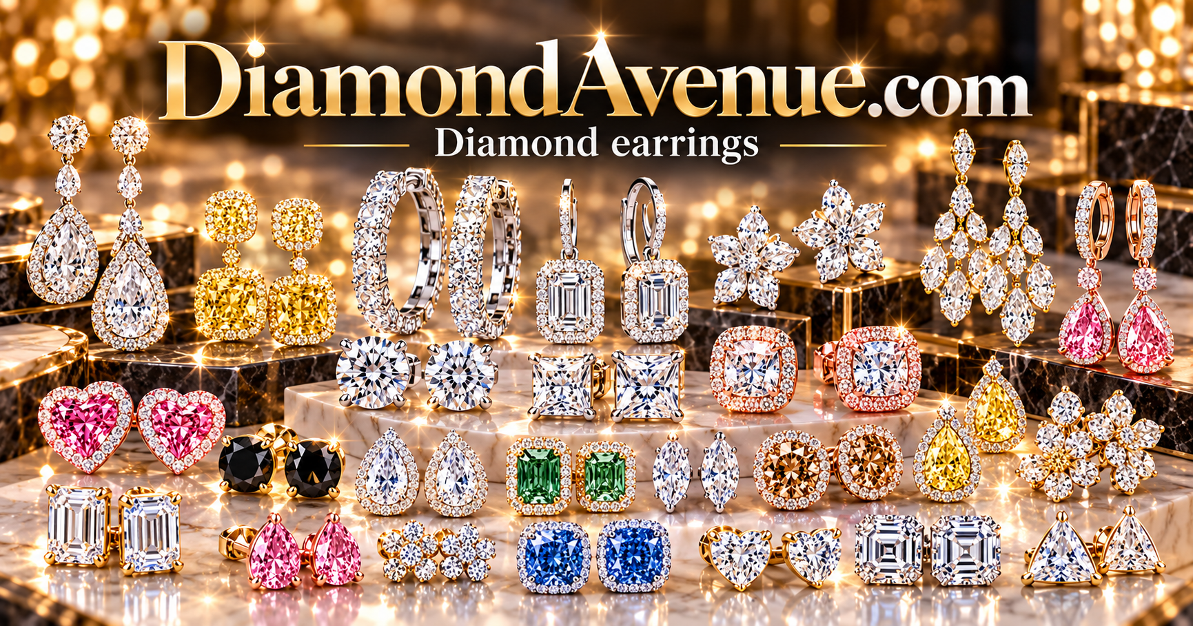 Diamond earrings in a variety of styles, shapes and colors - DiamondAvenue.com