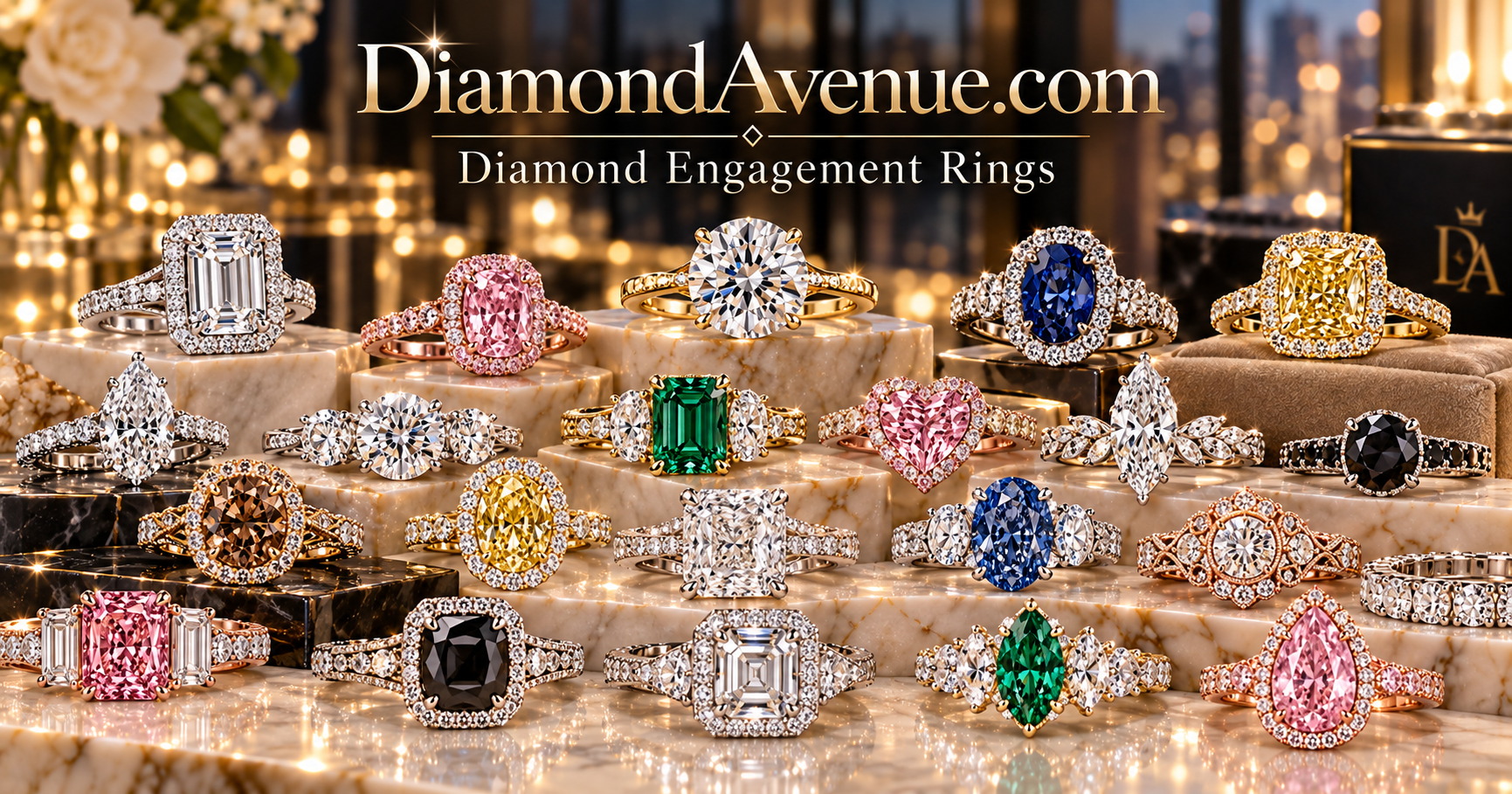 Diamond engagement rings in a variety of styles and settings - DiamondAvenue.com